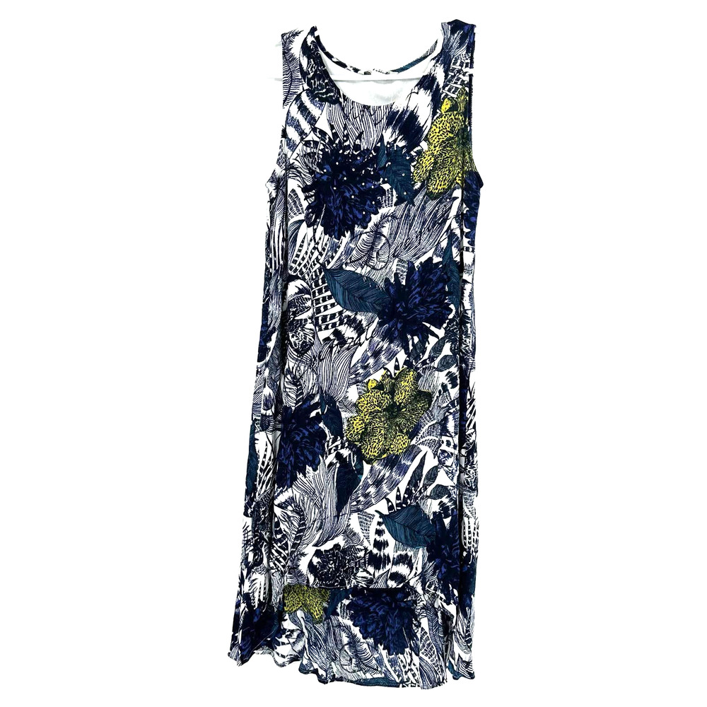 Desigual size eu 36 small sleeveless shift style‎ floral print dress white blue